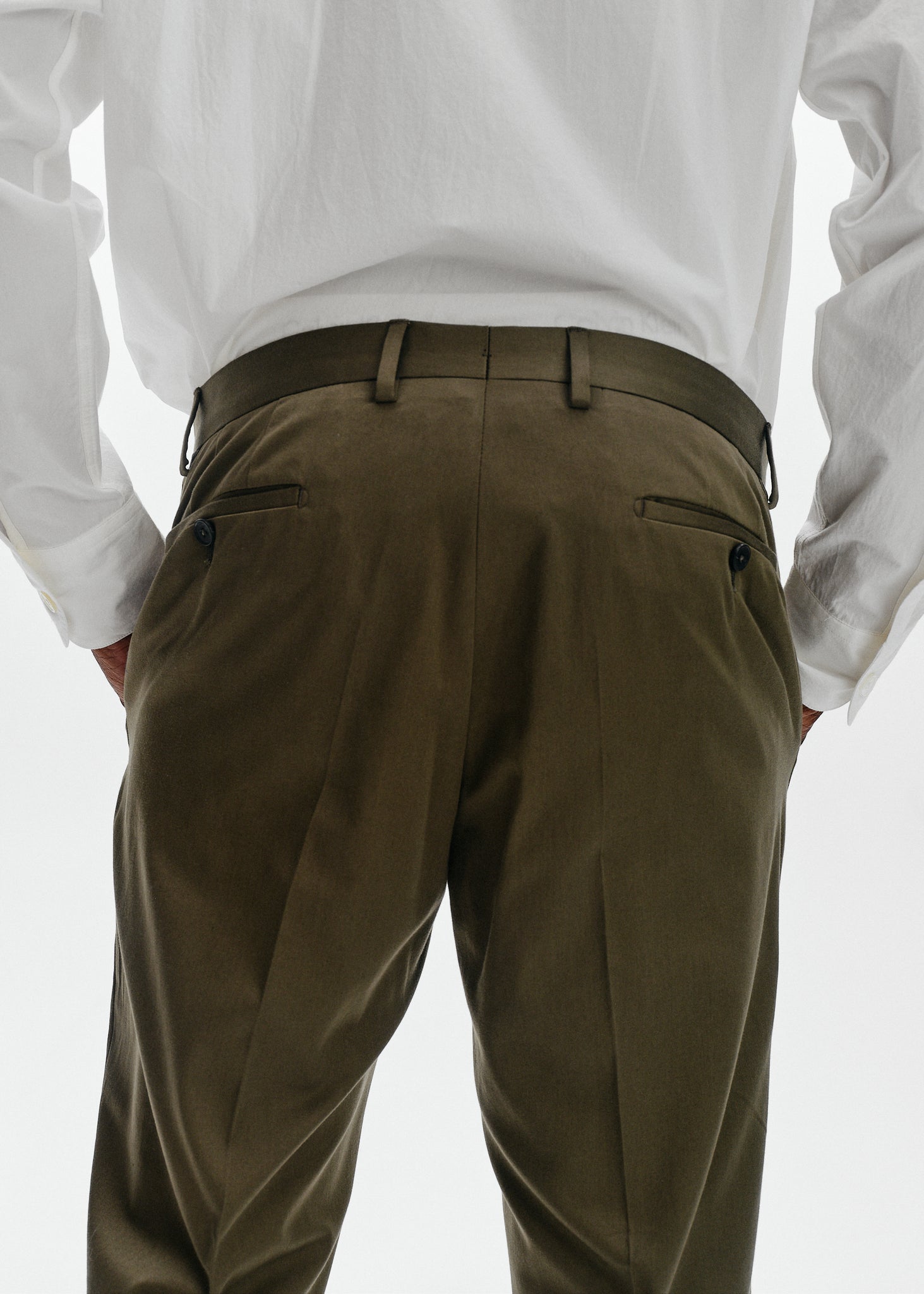 Green cotton tapered trousers