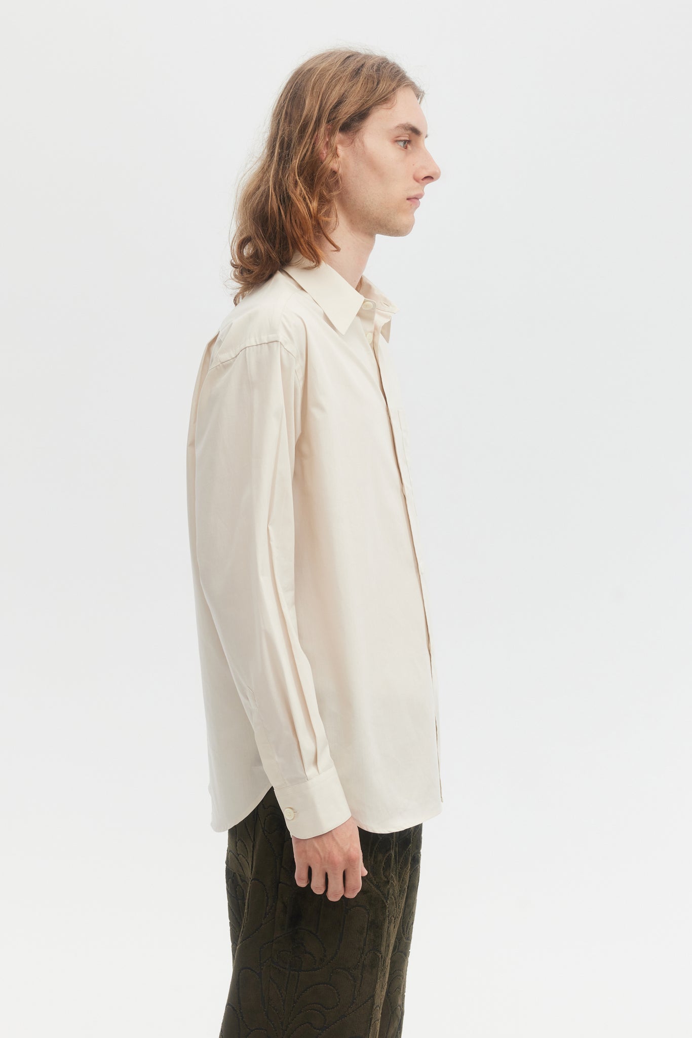 Chemise ample à logo brodé en popeline ivoire