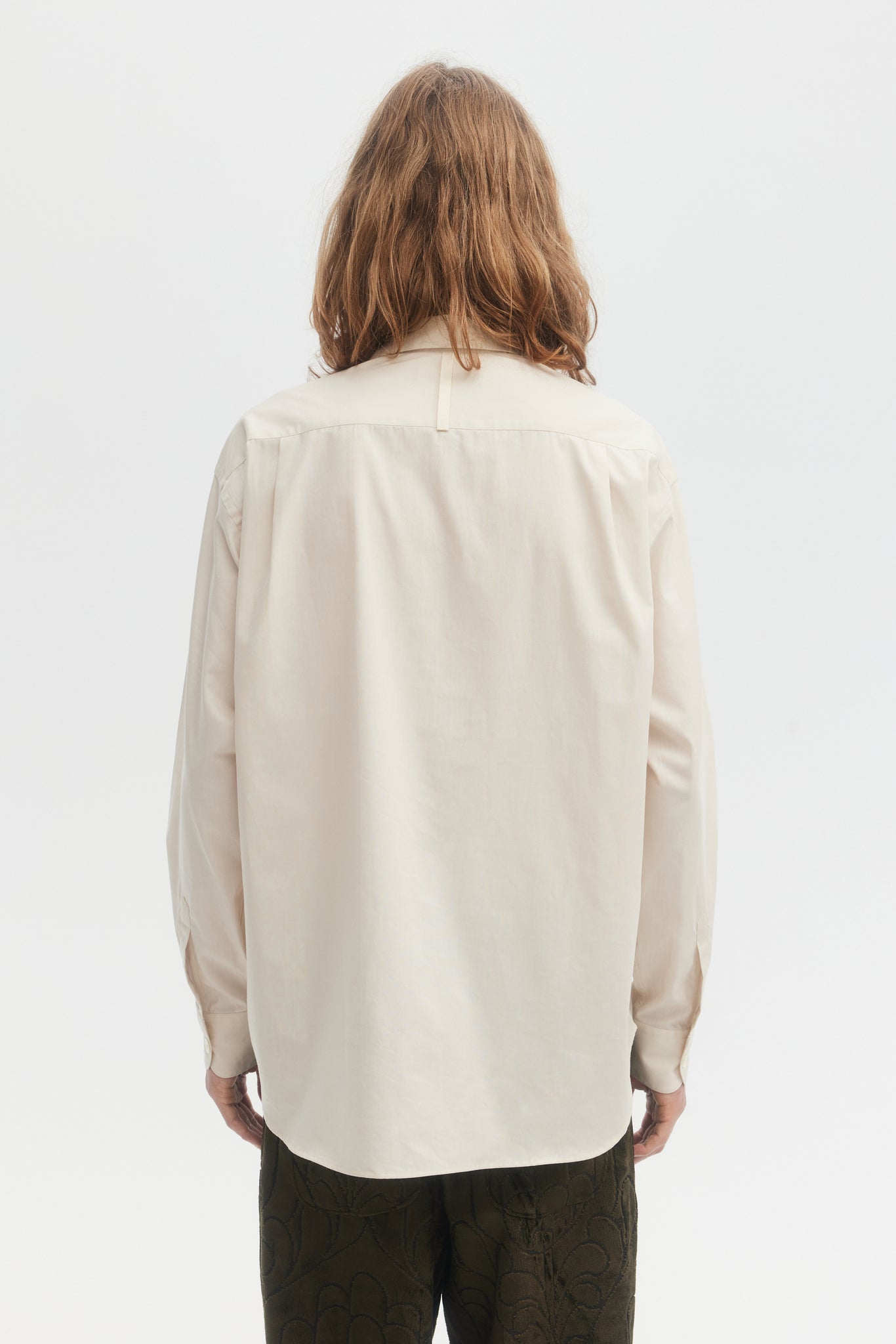 Chemise ample à logo brodé en popeline ivoire