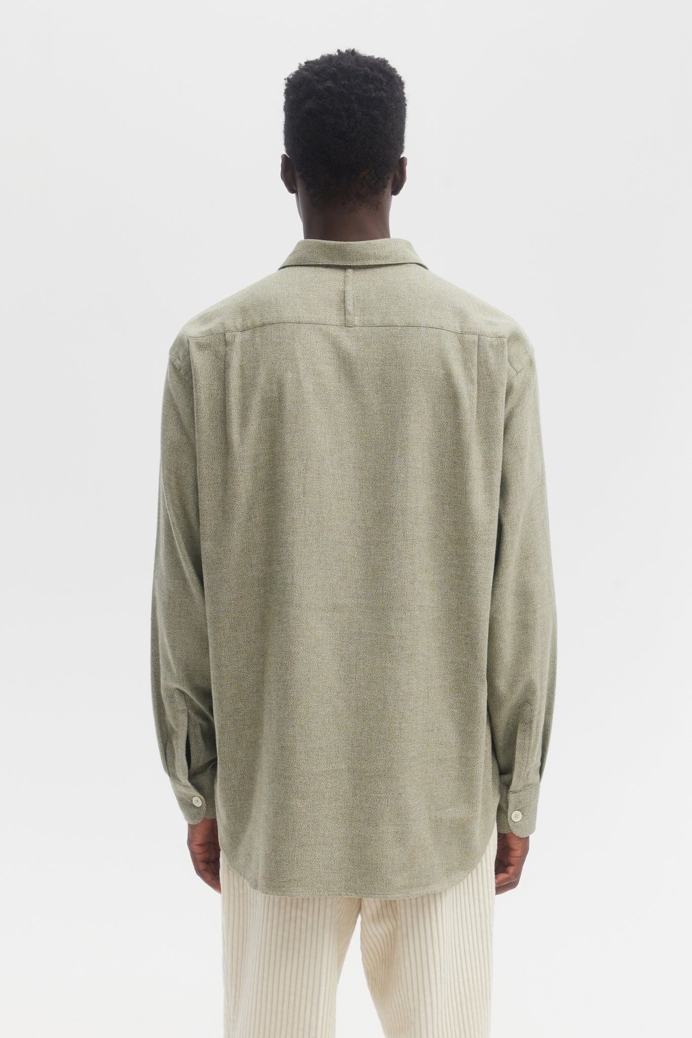 Chemise ample en flanelle de coton brossé sauge