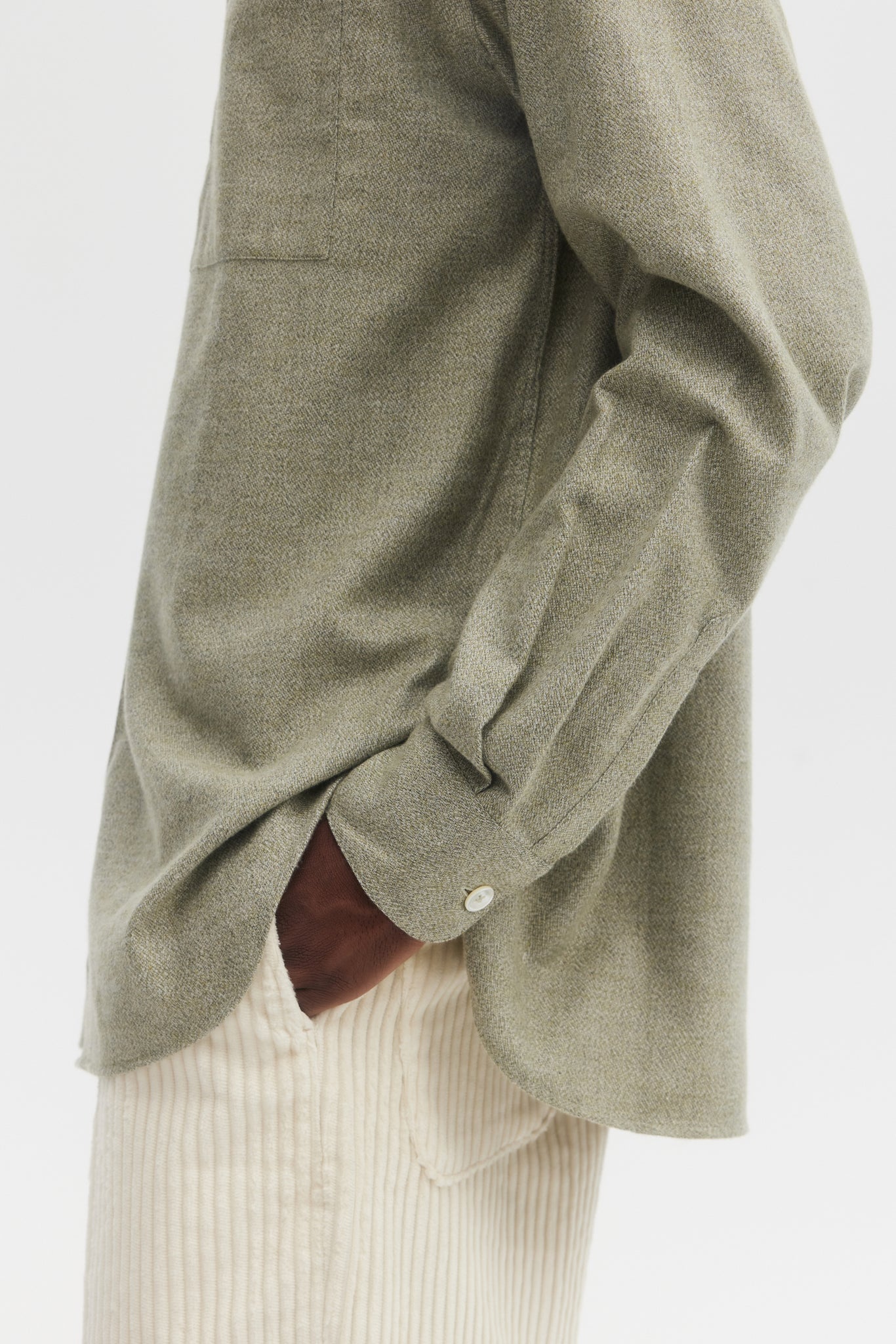 Chemise ample en flanelle de coton brossé sauge