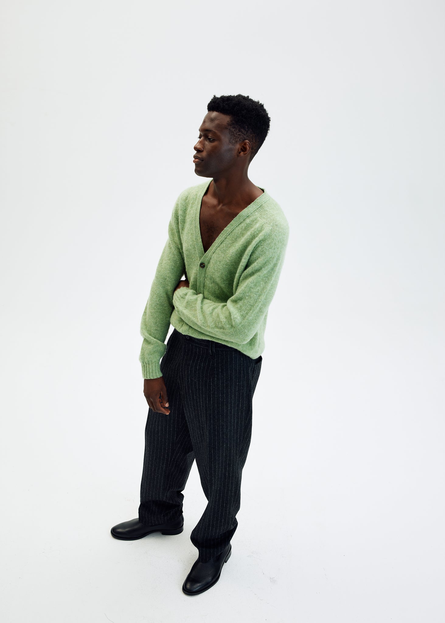 Cardigan en laine brossée vert clair