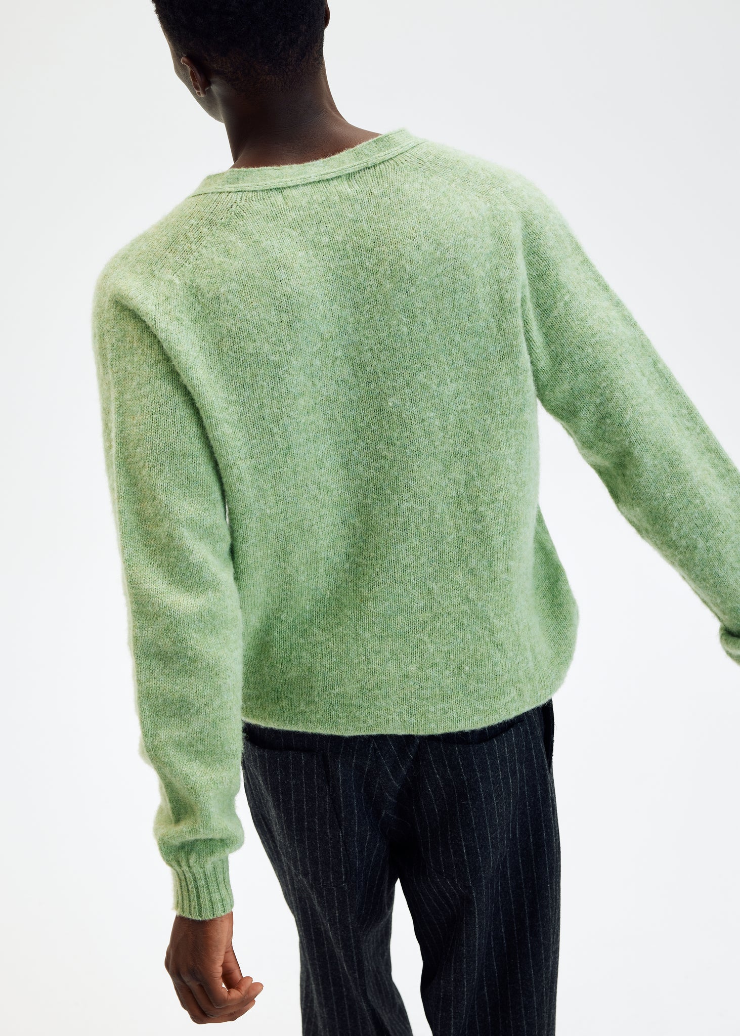 Cardigan en laine brossée vert clair
