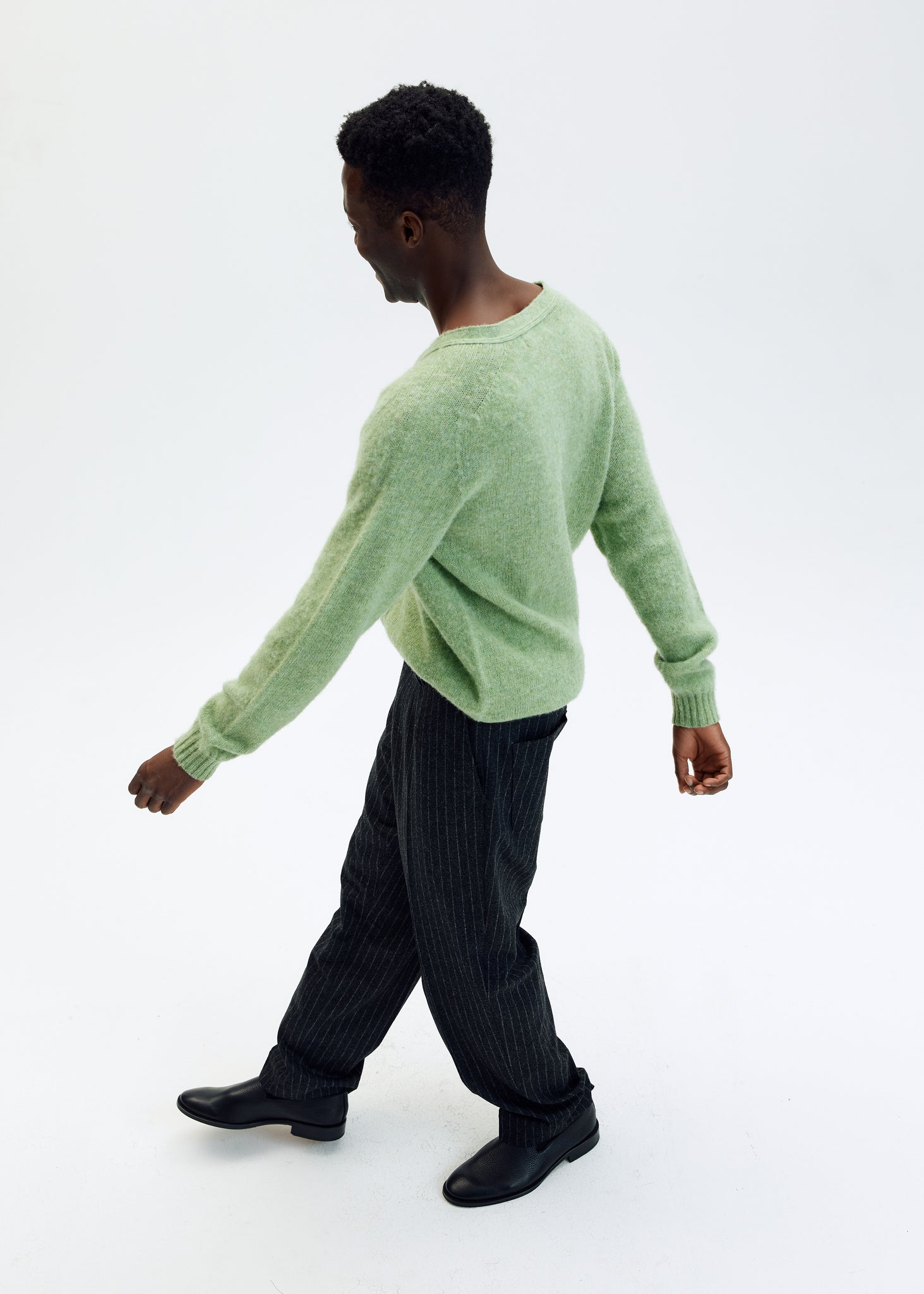 Cardigan en laine brossée vert clair