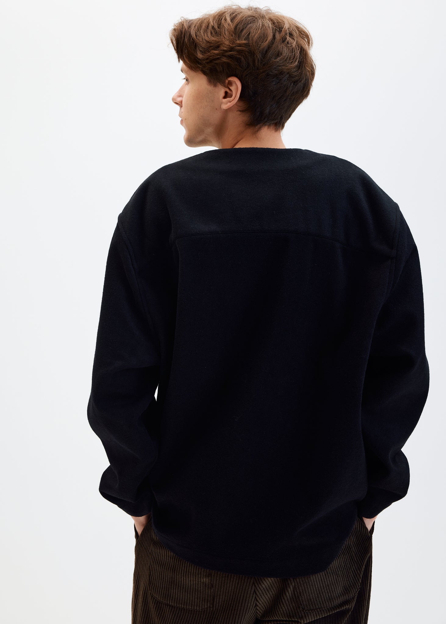Black wool cashmere cardigan jacket