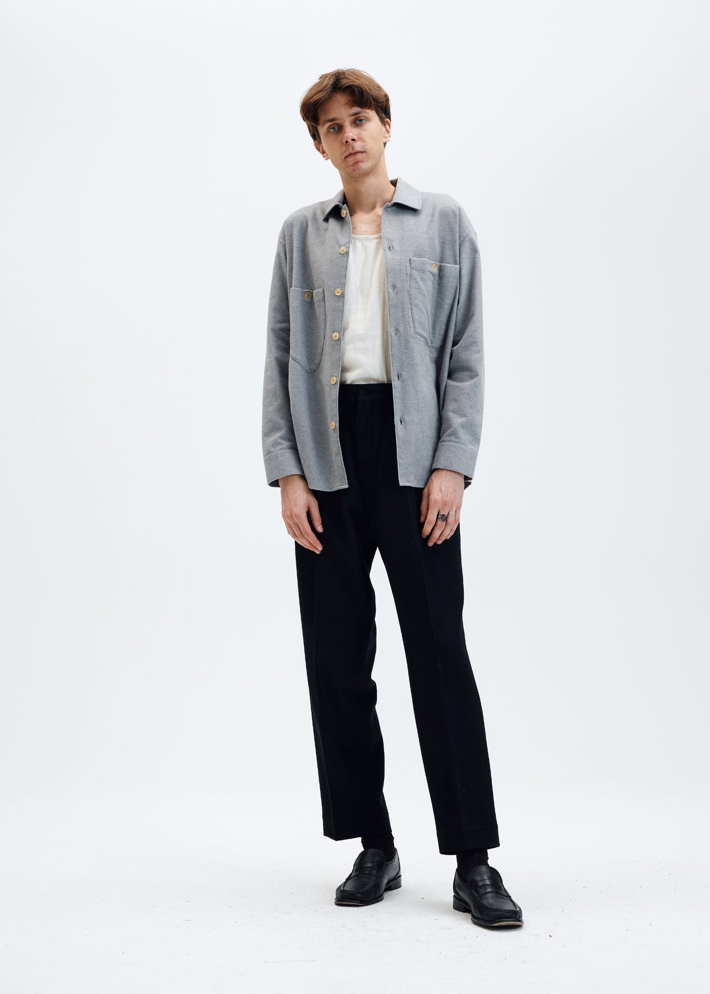 Surchemise en coton brossé gris clair