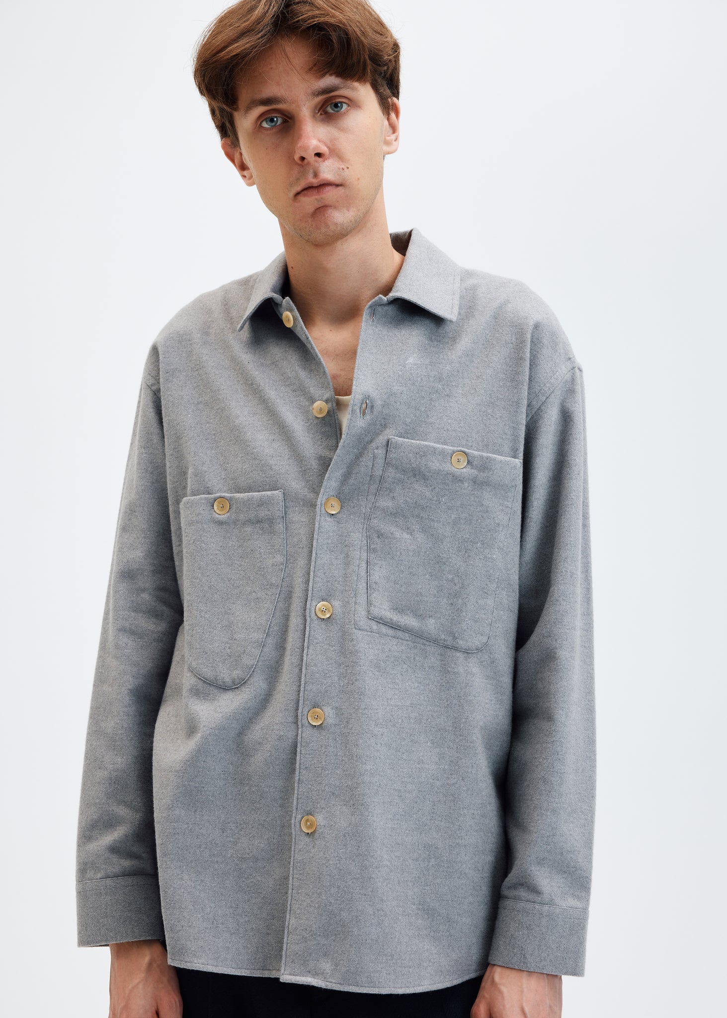 Surchemise en coton brossé gris clair