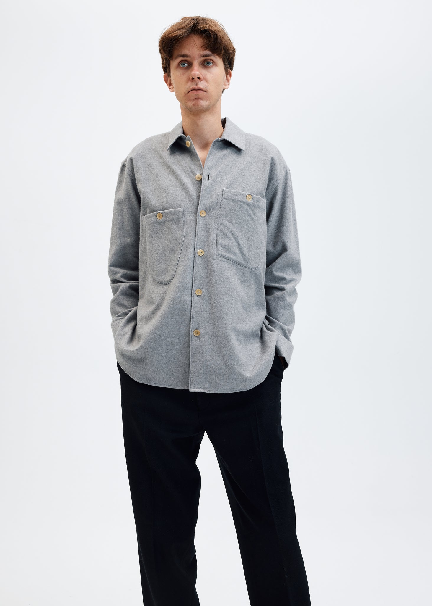Surchemise en coton brossé gris clair
