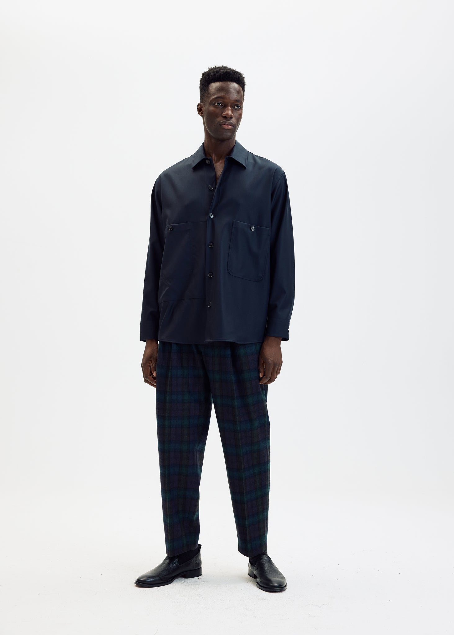Pantalon parachute en flanelle de laine à carreaux
