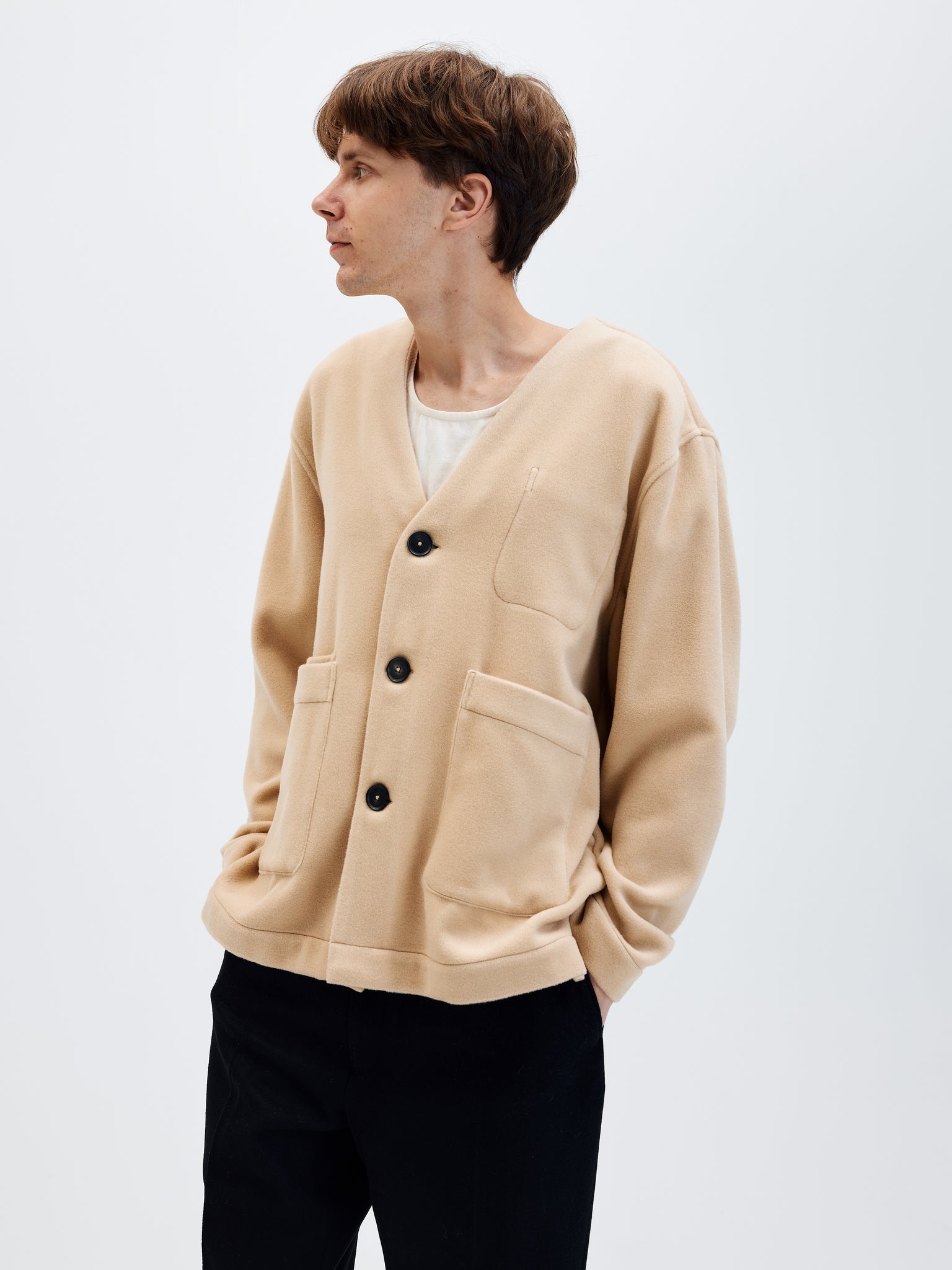 Camel angora wool cardigan jacket