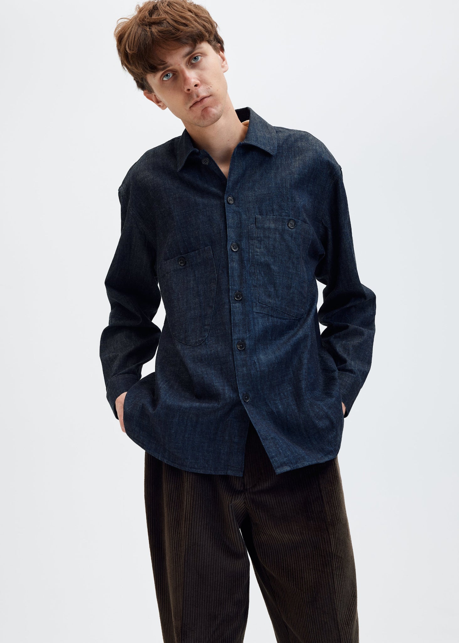 Washed denim cotton overshirt