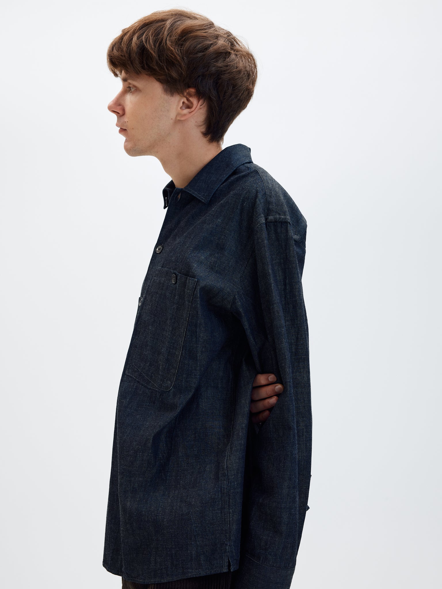 Washed denim cotton overshirt