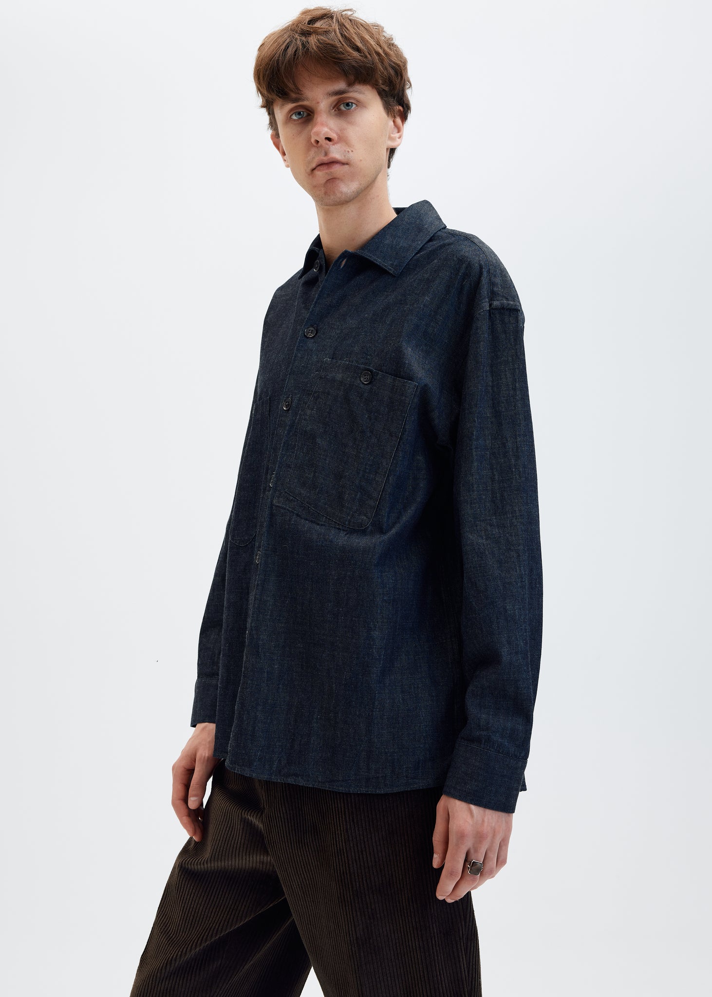 Washed denim cotton overshirt