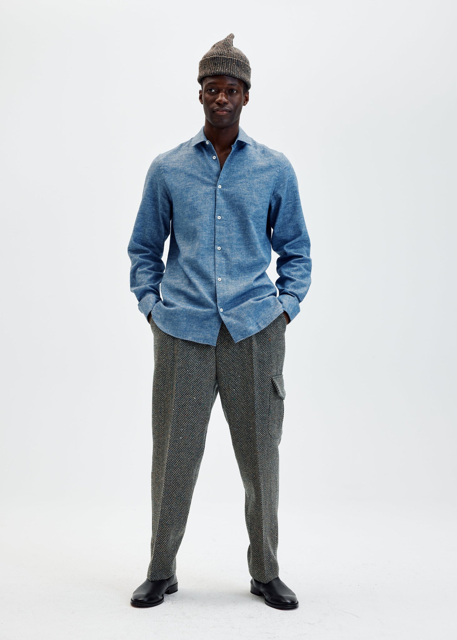 Blue mix brushed flannel standard shirt