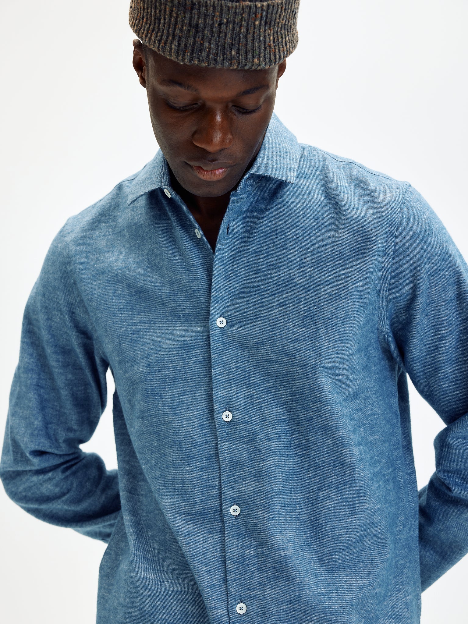 Blue mix brushed flannel standard shirt