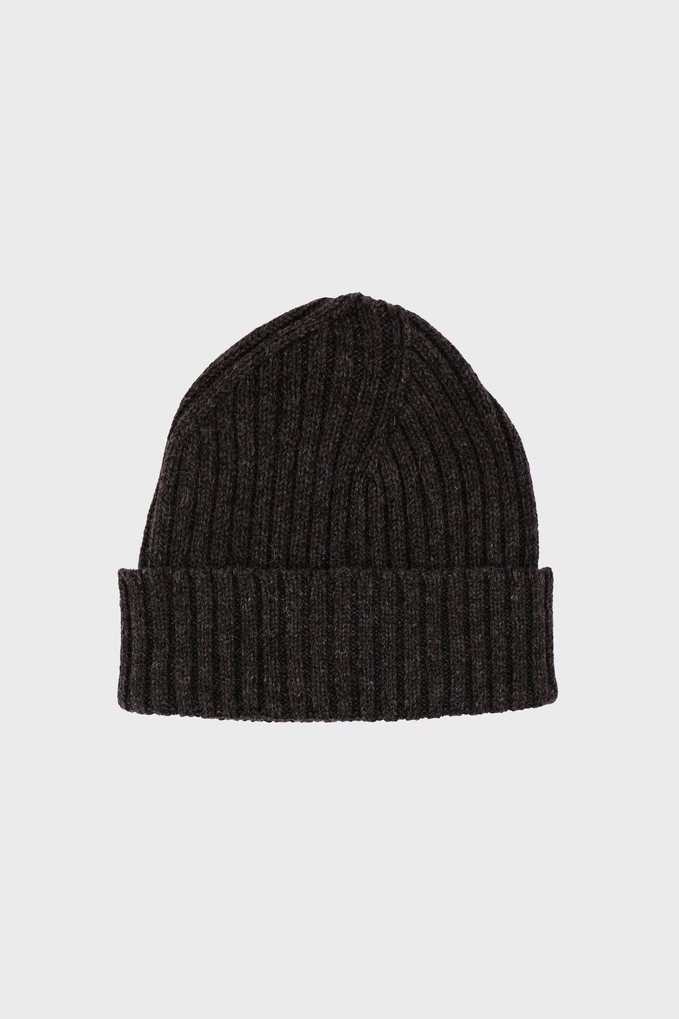 Charcoal ribbed alpaca wool beanie