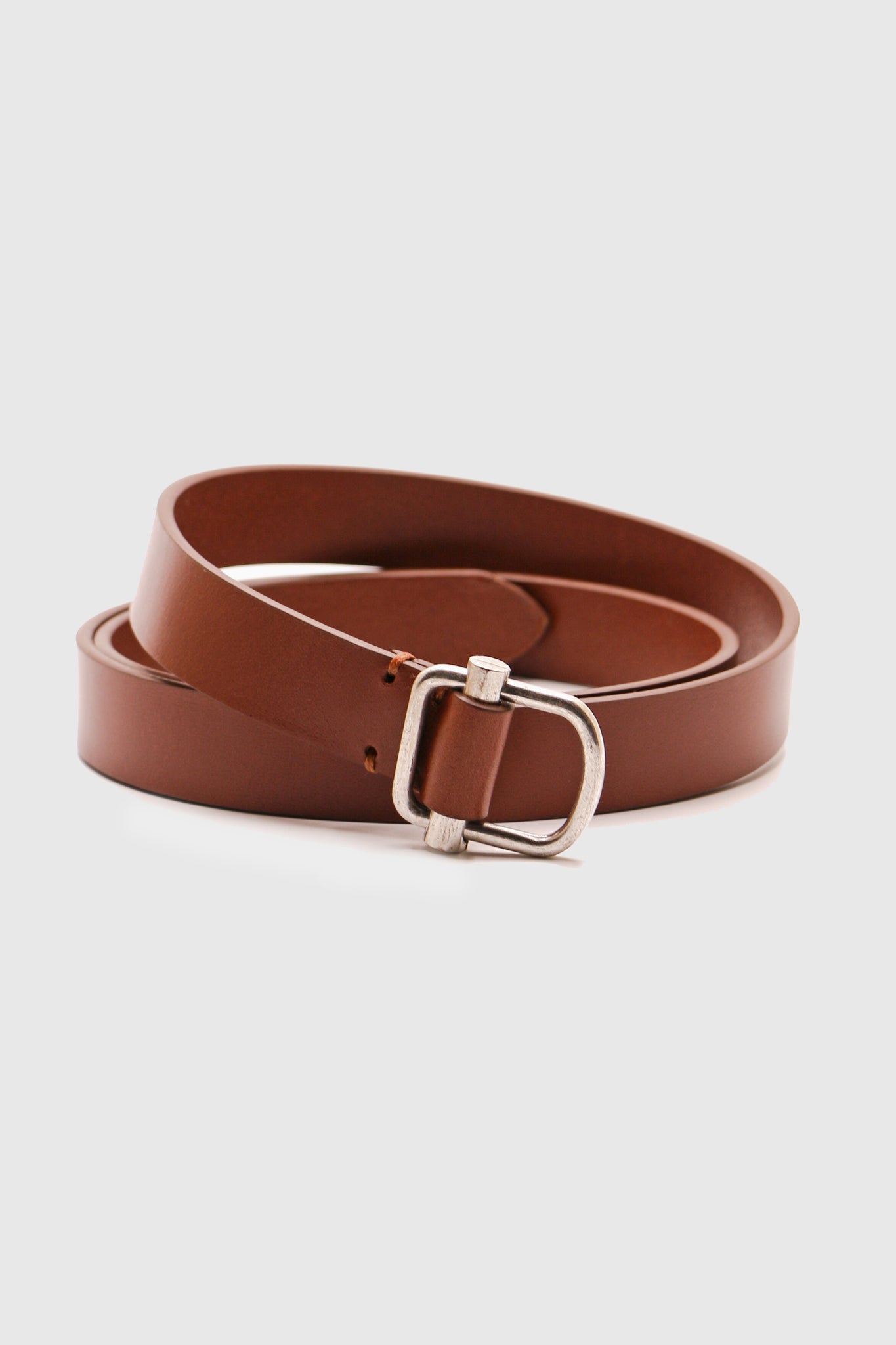 Light brown engineered slide buckle volanato leather belt