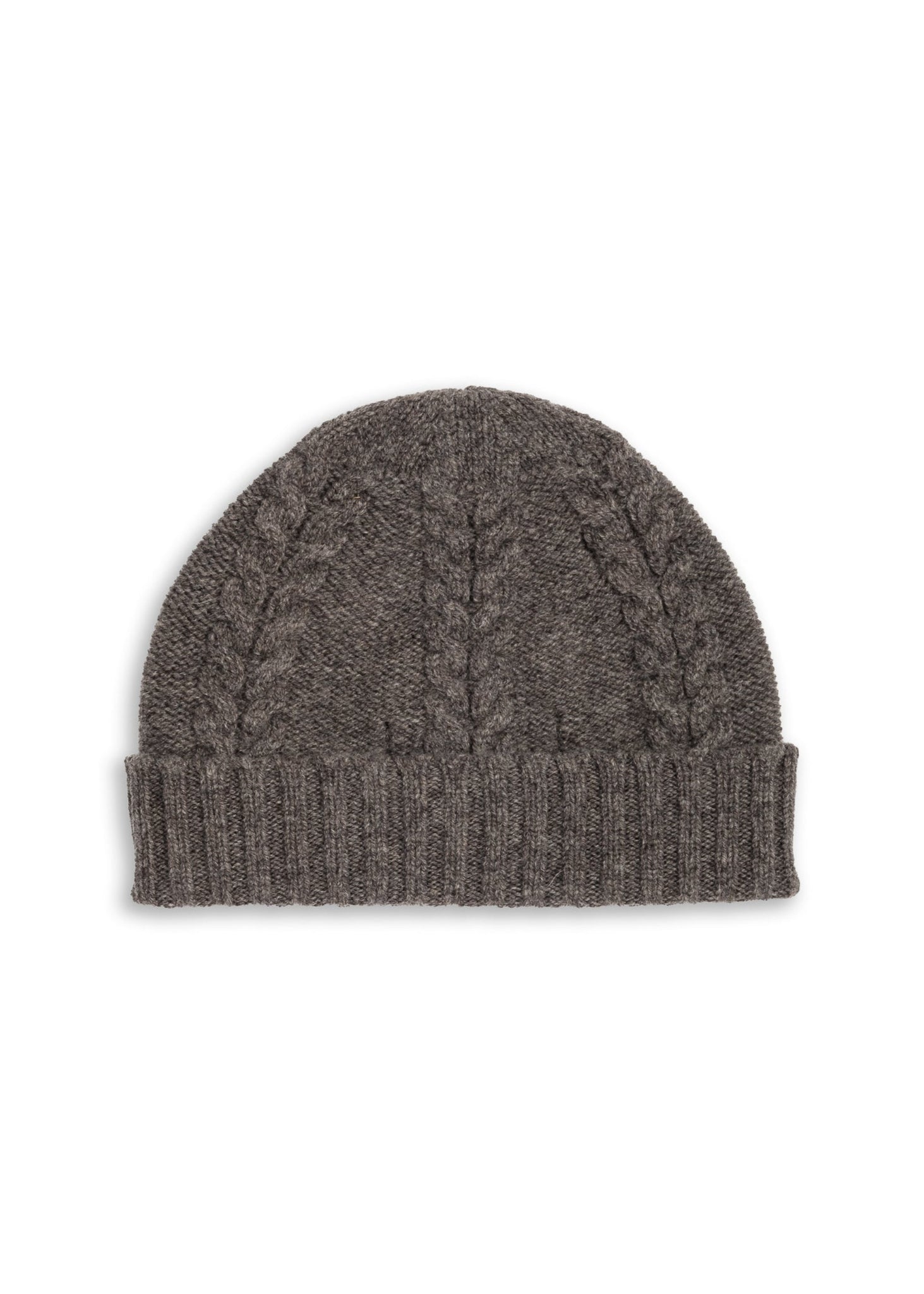 Taupe cabled virgin wool beanie
